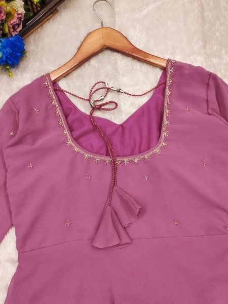Premium Fox Georgette Anarkali Gown with Beads Handwork and with Matching Dupatta for Women Anarkali Kurtis 