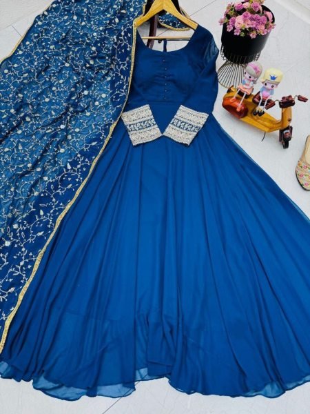 Premium Fox Georgette  Anarkali Gown With Dupatta  Ready To Wear Collection