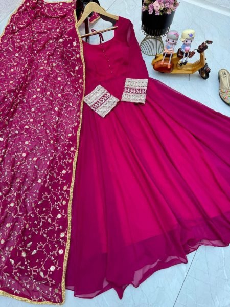 Premium Fox Georgette  Anarkali Gown With Dupatta  Ready To Wear Collection