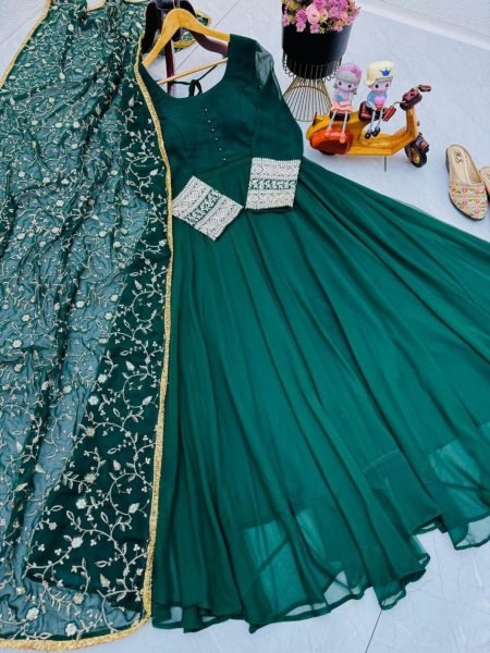 Premium Fox Georgette  Anarkali Gown With Dupatta  Ready To Wear Collection