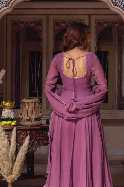 Premium Fox Georgette Anarkali Gown with Beads Handwork and with Matching Dupatta for Women Anarkali Kurtis 