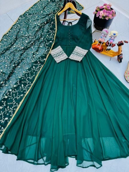 Premium Fox Georgette  Anarkali Gown With Dupatta  Ready To Wear Collection