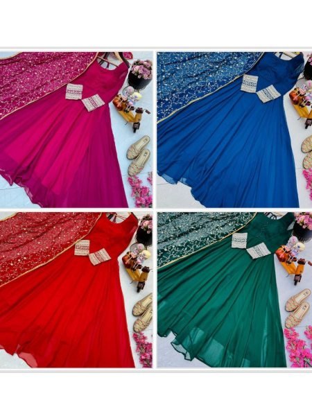 Premium Fox Georgette  Anarkali Gown With Dupatta  Ready To Wear Collection