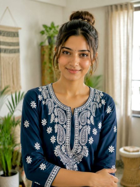 Premium French Crepe Silk Embroidered Kurti Plazzo Set for Women Ready To Wear Collection
