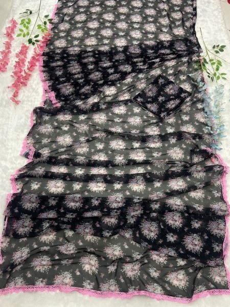 Premium Georgette Printed Saree Georgette Sarees Wholesale