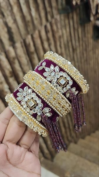 Premium Gotta Patti Golden Stone Moti Bangles Set for Women Fashion Accessories Wholesale