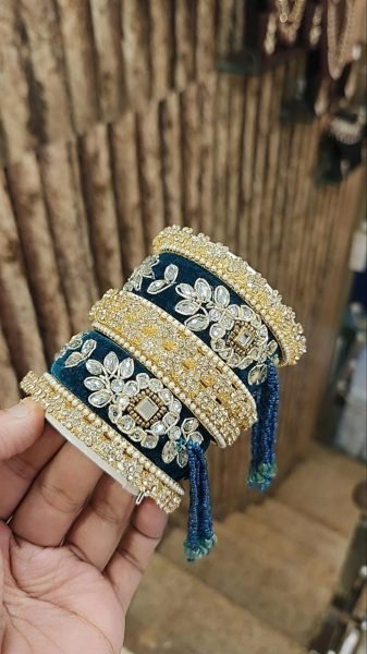 Premium Gotta Patti Golden Stone Moti Bangles Set for Women Fashion Accessories Wholesale