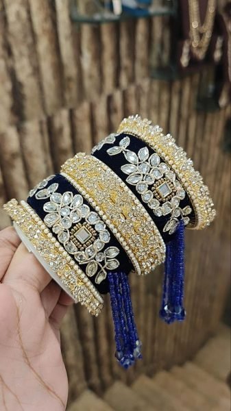 Premium Gotta Patti Golden Stone Moti Bangles Set for Women Fashion Accessories Wholesale