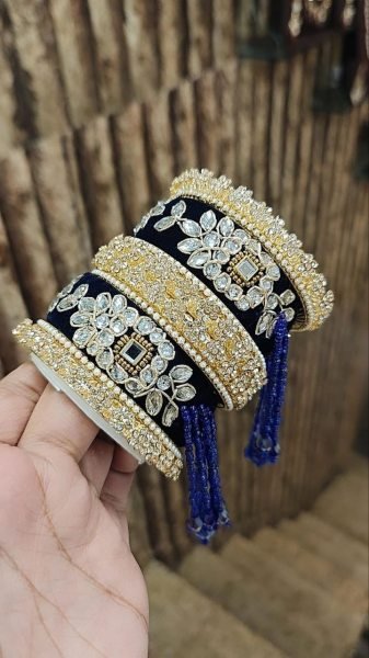 Premium Gotta Patti Golden Stone Moti Bangles Set for Women Fashion Accessories Wholesale