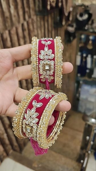 Premium Gotta Patti Golden Stone Moti Bangles Set for Women Fashion Accessories Wholesale