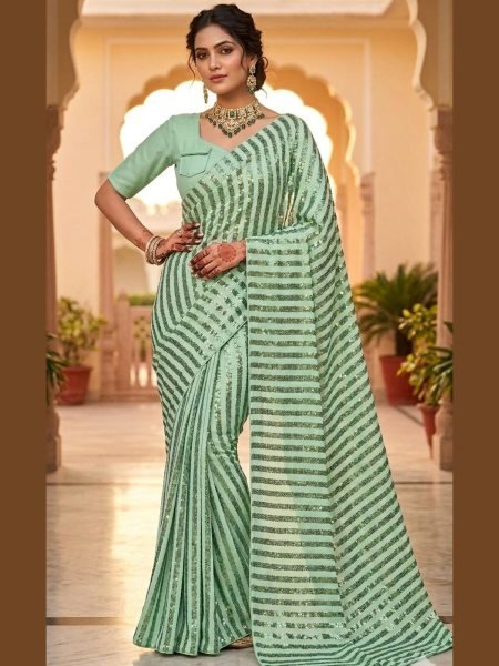Premium Green Bollywood Party Wear Saree at Manufacturer Price 