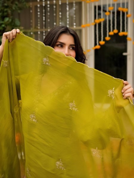 Premium Green Lightweight Chanderi Kurti Set for Office Wear Collection Embroidery Kurtis 