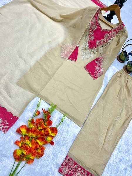 Premium Heavy Crunchy Silk  Suit Set with Embroidery Wholesale for USA UK Canada Ready To Wear Collection