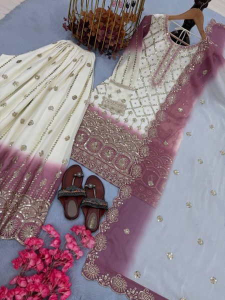 Premium Heavy Embroidered Georgette Palazzo Suit Ready To Wear Collection