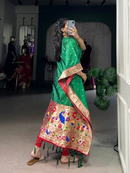 Premium Jacquard Paithani fabric Kaftan 