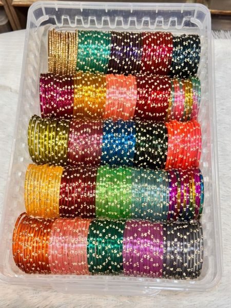 Premium Jelly Bangles Combo Set with Diamond Golden Bangles and Organiser Box Fashion Accessories Wholesale