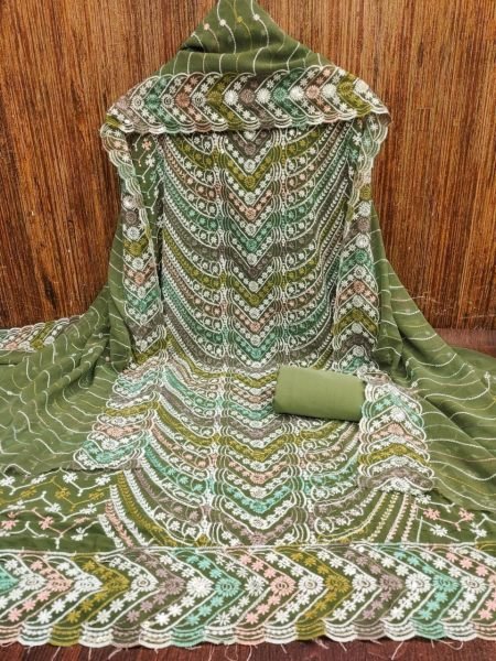 Premium Jorjat Embroidered Dress Material Lightweight & Elegant Choice Color Set Matching Dress Material Wholesale