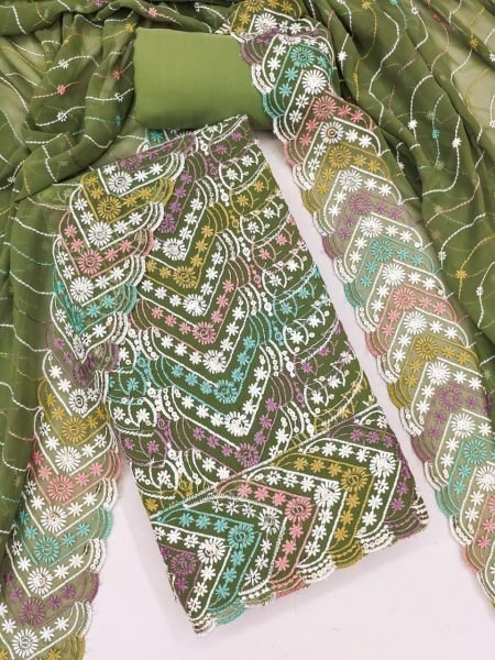 Premium Jorjat Embroidered Dress Material Lightweight & Elegant Choice Color Set Matching Dress Material Wholesale