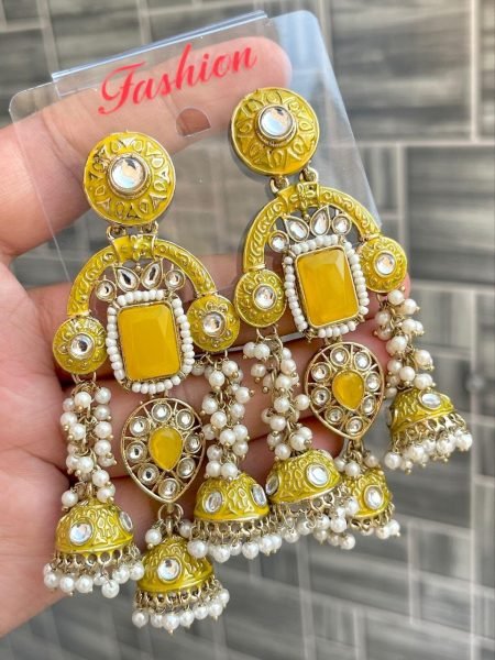 Premium Kundan Meenakari Statement Earrings FOr Wedding And Festival Wear Fashion Accessories Wholesale