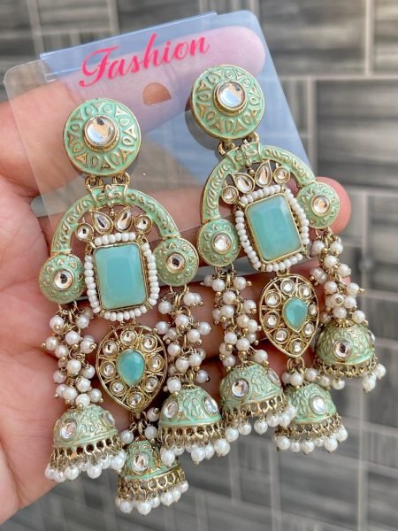 Premium Kundan Meenakari Statement Earrings FOr Wedding And Festival Wear Fashion Accessories Wholesale