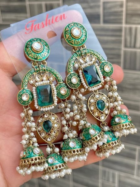 Premium Kundan Meenakari Statement Earrings FOr Wedding And Festival Wear Fashion Accessories Wholesale