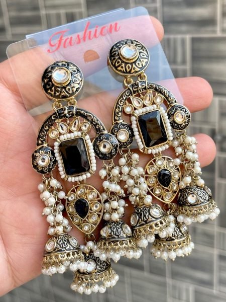 Premium Kundan Meenakari Statement Earrings FOr Wedding And Festival Wear Fashion Accessories Wholesale