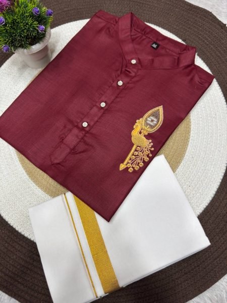 Premium Maroon Designer Father Son Matching Jippa for Traditional Wear Father Son Collection 