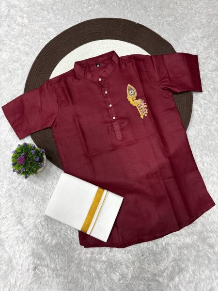 Premium Maroon Designer Father Son Matching Jippa for Traditional Wear Father Son Collection 