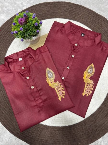 Premium Maroon Designer Father Son Matching Jippa for Traditional Wear Father Son Collection 