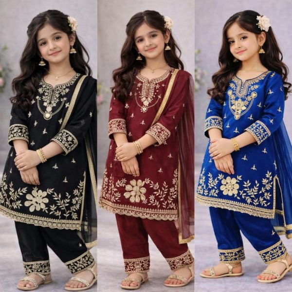 Premium Maroon Girls Palazzo Suit with Dupatta for Eid Celebration Girls Wear