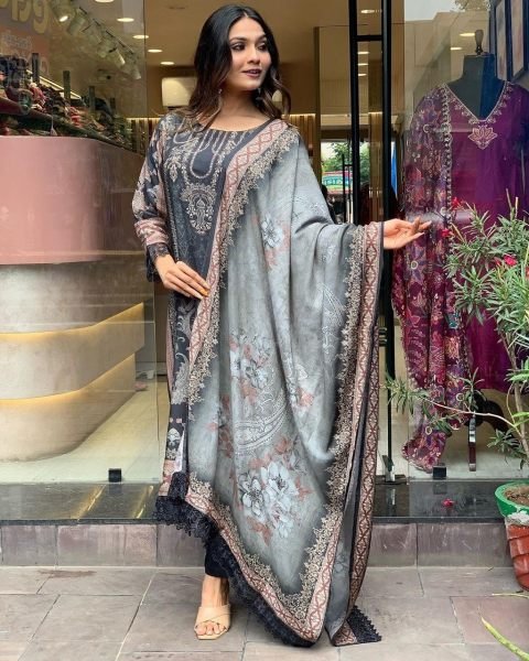 Premium Maslin Printed Kurta Set With Digital Print 3 Piece Kurti Set