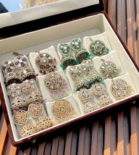 Premium Mirror Work Jhumki and Tika Combo Set For Wedding Wear Fashion Accessories Wholesale