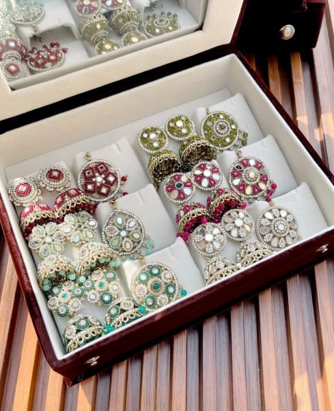 Premium Mirror Work Jhumki and Tika Combo Set For Wedding Wear Fashion Accessories Wholesale