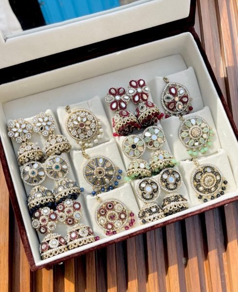 Premium Mirror Work Jhumki and Tika Combo Set For Wedding Wear Fashion Accessories Wholesale
