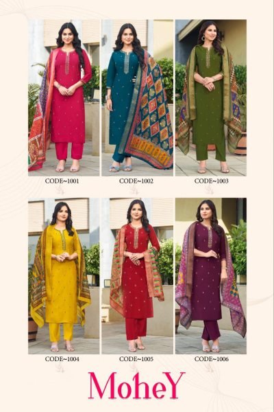 Budget Friendly Mohey Festive Suit Sets Viscose Silk with Stylish Dupattas Full Set Kurti