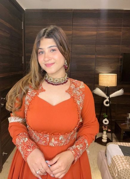 Premium Orange Anarkali Style Gown Set with Heavy Embroidery and Dupatta Fully Stitched Ready To Wear Collection