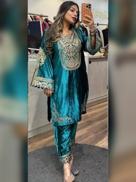 Premium Pakistani Suit in Heavy Velvet with Intricate Detailing Ready To Wear Collection