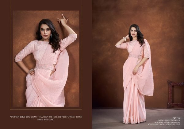 Premium Party Wear Ready Made Crape Satin Silk Saree Collection   Mohmanthan 24000 Series   Saha Saki Ready To Wear Saree 