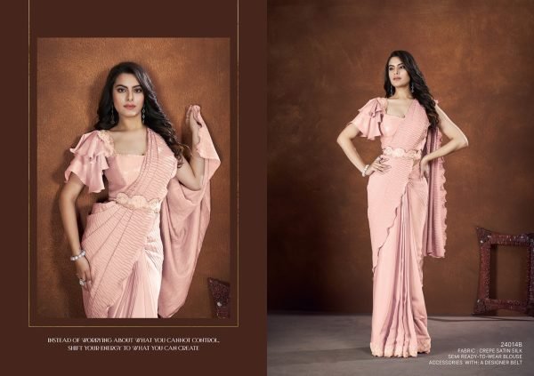 Premium Party Wear Ready Made Crape Satin Silk Saree Collection   Mohmanthan 24000 Series   Saha Saki Ready To Wear Saree 