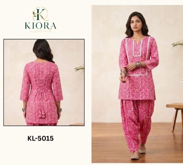 Premium Pink Stylish Farshi Co-Ord Set with Heavy Lace Detailing and Rope Work CO ORD Sets
