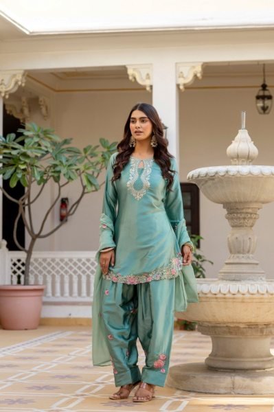 Premium Pista Elegant Embroidered Kurti Set for Festive and Party Wear Embroidery Kurtis 