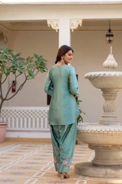 Premium Pista Elegant Embroidered Kurti Set for Festive and Party Wear Embroidery Kurtis 