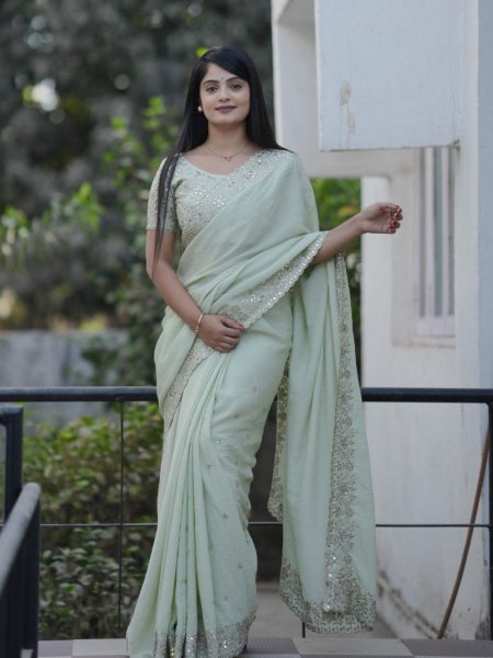 premium platinum crush saree with mirror work wholesale price Sarees 