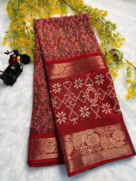 Premium Pure Dola Silk Saree with Bandhani Look   Original Jacquard Border Elegant Matching Blouse Wholesale Deal for Resellers  Bandhej Sarees Wholesale