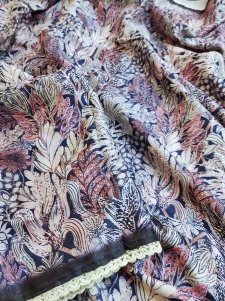 Premium Pure Tusser Saree with Chikankari Embroidery & Digital Print Chikankari Sarees Wholesale