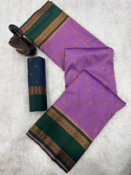 Premium Onion Pink Soft Silk Two Tone Saree with Zari Border and Contrast Pallu for Festive Wear South Indian Saree 