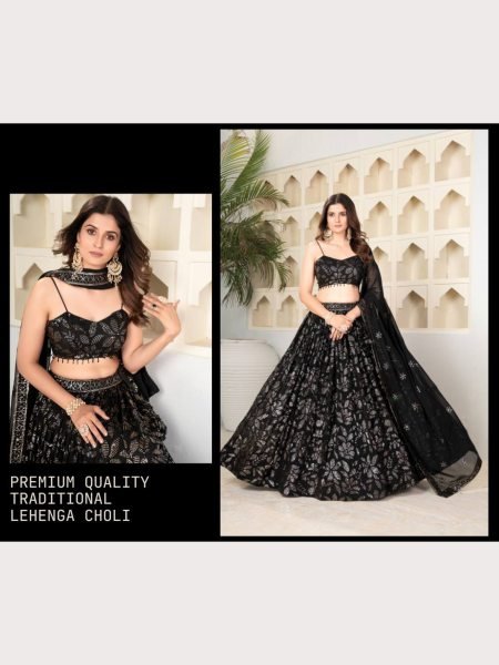 Premium Quality Black Color Embroidered Lehenga Choli  Designer Lehenga Choli