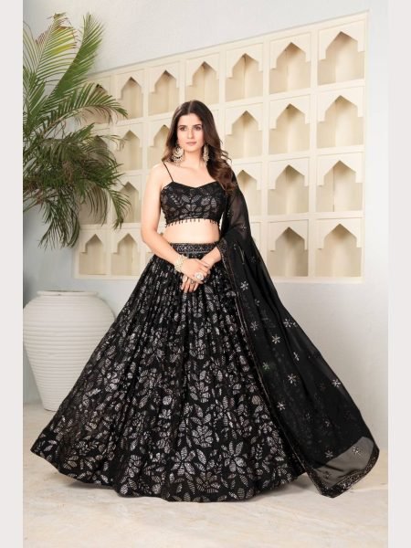 Premium Quality Black Color Embroidered Lehenga Choli  Designer Lehenga Choli