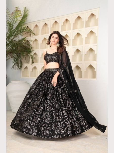 Premium Quality Black Color Embroidered Lehenga Choli  Designer Lehenga Choli