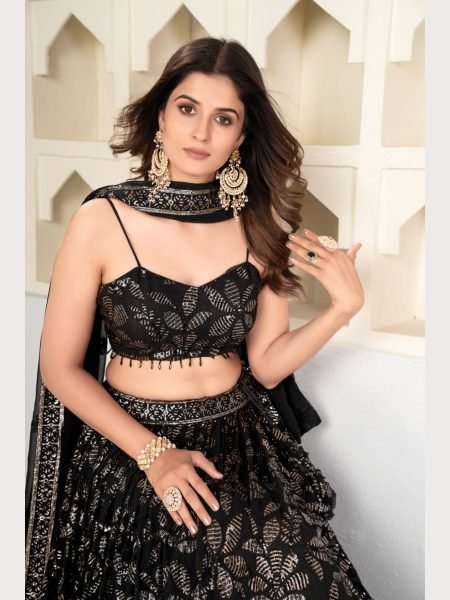 Premium Quality Black Color Embroidered Lehenga Choli  Designer Lehenga Choli
